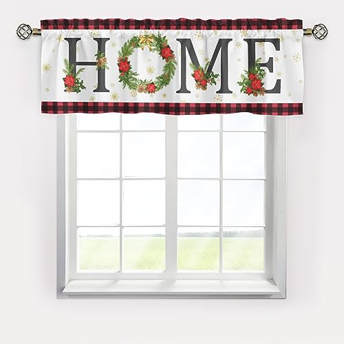 Christmas Curtains Valance,Short Valance Window Curtains,Blackout Valance Curtains,Rod Pocket Valance Short Window Curtains,Farmhouse Window Curtains for Kitchen Window Bathroom Living Room Bedroom