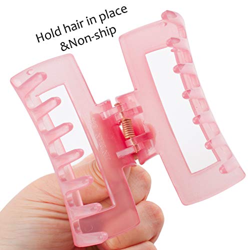 Canitor Hair Claw Clips 4 Pcs, Pink Hair Clips For Thin Hair Rectangular Acrylic Hair Clips Banana Hair Clips Non-Slip Clip Medium Claw Hair Clips Jaw Clips Y2K Hair Accessories #TOP4