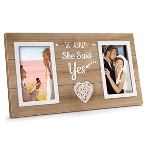 Engagement Gifts for Couples Picture Frame, He Asked She Said Yes Gifts
