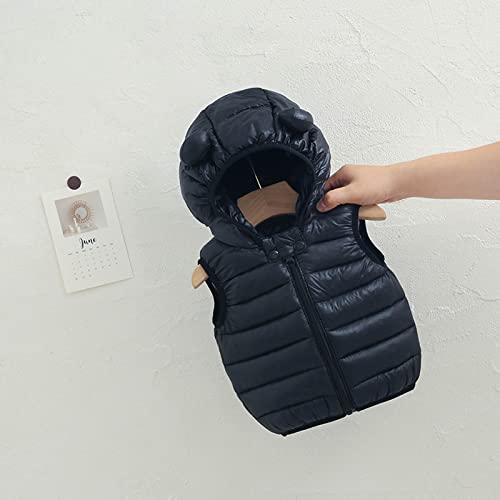 Lcziwo Baby Boys Girls Hooded Puffer Vest Toddler Winter Lightweight Sleeveless Bear Ears Zipper Up Jacket Waistcoat Black #TOP3