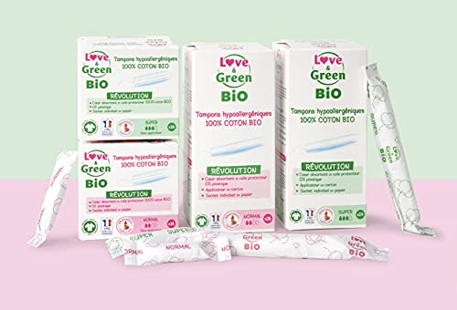 Love & Green Ecologische tampons van 100% biologisch katoen, normaal met applicator x 16 tampons, GOTS-gecertificeerd… - Image 4