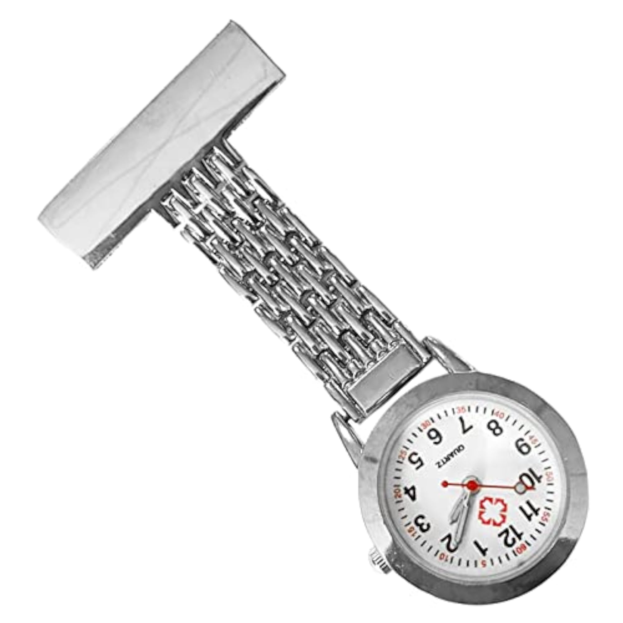 Nurse Luminous Brooch Clip-On Quartz Fob Watch, Silver