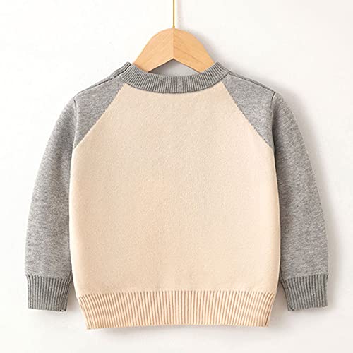 Toddler Boys Girls Cartoon Love Little Dinosaur Print Sweater Long Sleeve Warm Knitted Pullover Knitwear Tops Sweater Boys Sweaters 5t (Khaki, 6-7 Years)3