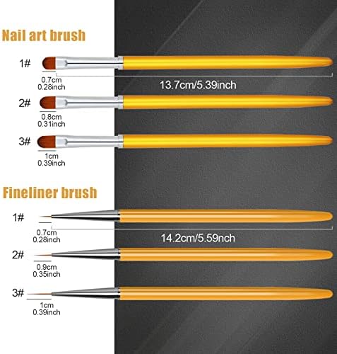 Hanyousheng Nail Art Brush, 6 pcs Nail Art Pen Set, Liner Brush Tool, UV Gel Acrylic Nail Brush, Nail Painting Brush Pen for DIY Nail Art Designs