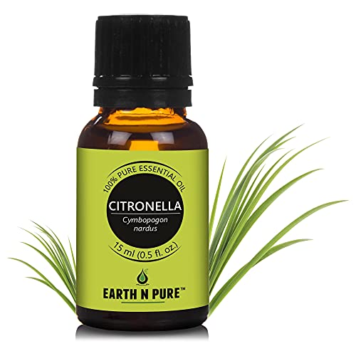Image of Earth N Pure Citronella Essential Oil | 100% Pure & Natural | Steam Distilled & Undiluted | Outdoor Freshness, Home Fragrance & Aromatherapy | Vegan & Cruelty-Free | 15ml