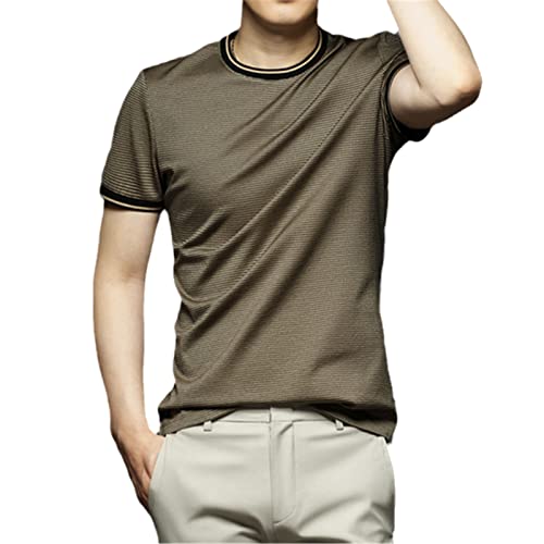 T-shirt manches courtes homme col rond café taille M anti-auréoles vêtement léger