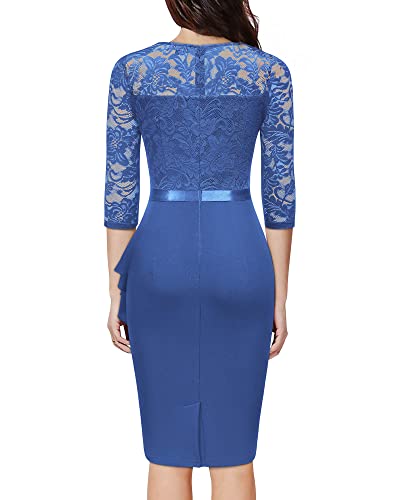 Image of Miusol Women's Retro V Neck Floral Lace Ruffle Style Cocktail Party Dress