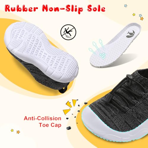 Feetcity Toddler Sneakers Boys Girls Wide Toddler Tennis Shoes Kids Running Shoes Breathable Toddler Barefoot Shoes 7 Size Dark Grey thumb #4