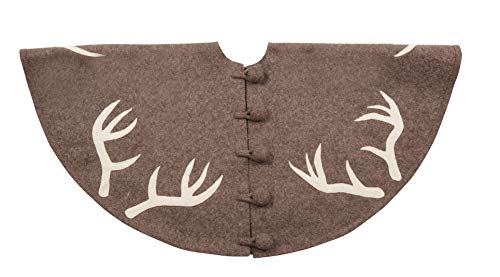 Handmade Felt Christmas Tree Skirt -Antlers On Gray - 60" #TOP12