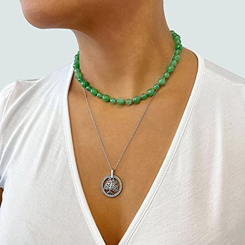 Mgr My Gems Rock! Beaded Semi Precious Stone Genuine Green Aventurine Collar Or Choker Necklace For Women Or Girls, 15" Long With 3" Extender. #TOP3