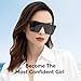 Dollger Square Oversized Sunglasses for Women Men Trendy Fashion Flat Top Big Black Frame Shades Black