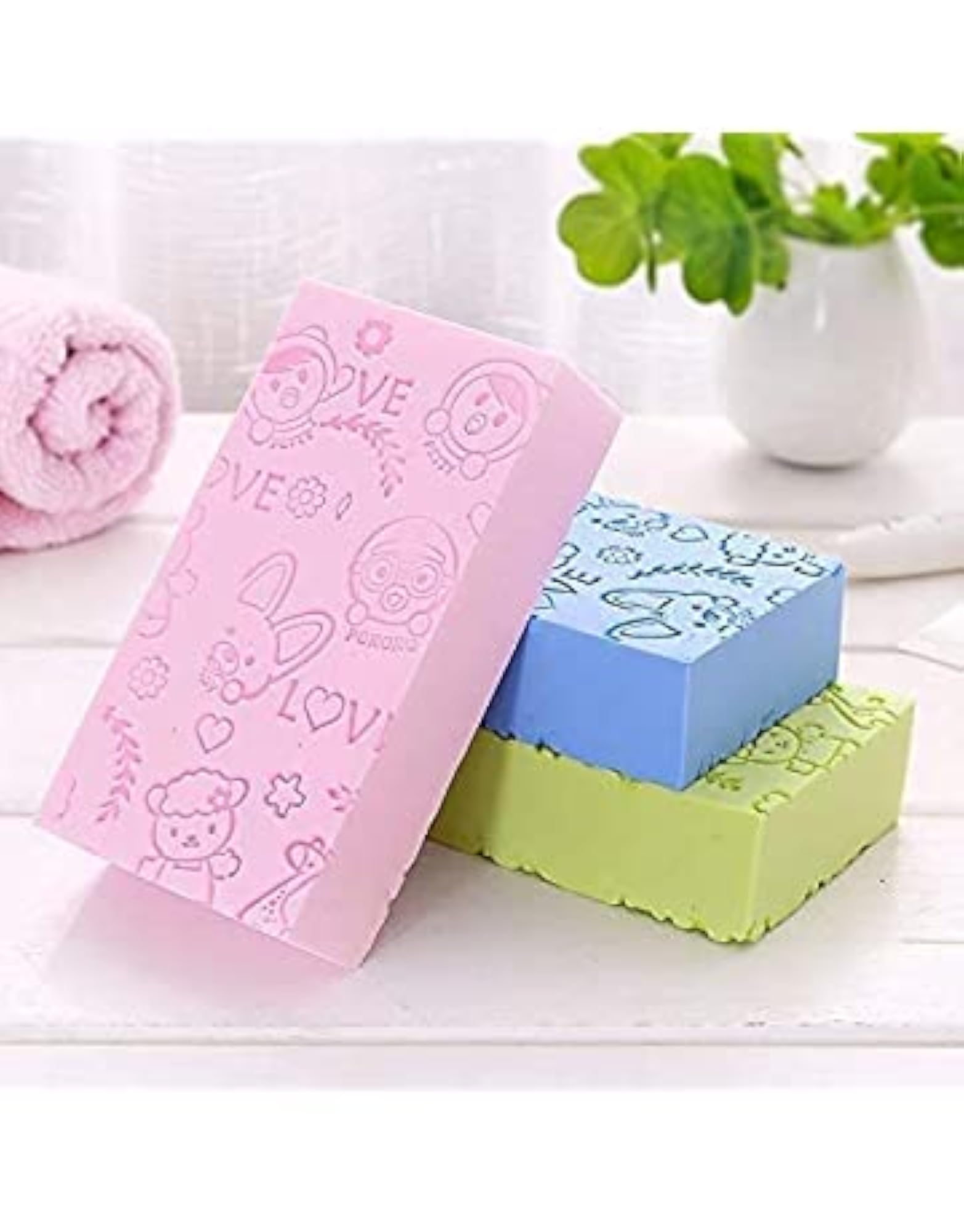 Ultra Soft Sponge Bath Scrubber for Kids, Multi-Color Gentle Exfoliating