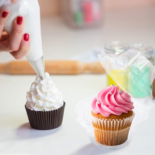 Image of NPLUX 150 Pack Individual Cupcake Containers Plastic Cupcake Box Stackable