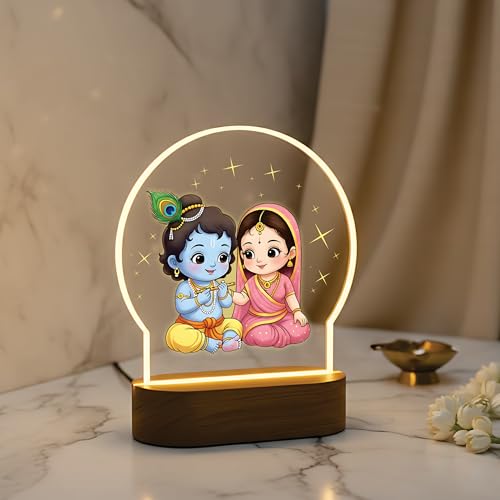 Image of Giftplease Radha Krishna LED night light spiritual home decor gift Janmashtami mandir decoration puja room office desk cute religious anniversary housewarming birthday devotional warm light GL 18
