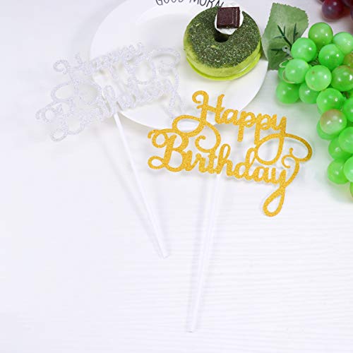 Angoily 25Pcs Happy Birthday Cake Toppers Picaretas Do Bolo de Coco Do Queque Do Bolo de Aniversário