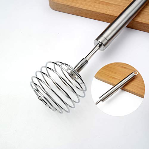 Ycauty Batidor de Huevos con Resorte de Forma Redonda de Acero Inoxidable, Mezclador de Mano Eficiente para Cocinar en la Cocina, Diseñado Ergonómicamente para un Fácil Uso y Limpieza, Ideal para