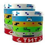 AYVRUOP 12 Stück Pixel-Armband, 6 Farben, Kindergeburtstag Party, Silikon-Armband