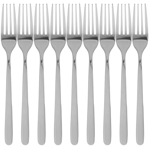 DINHEAROM 12Pcs Stainless Steel Dinner Forks Set Sleek Modern Design Dishwasher Safe Tableware for Home Restaurant Wedding Use Elegant Forks Dining Experience