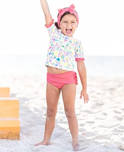 RuffleButts® Child/Toddler Ladies UPF 50+ 2-Piece Quick Sleeve Rash Guard Bikini w/Ruffles 4 41lFKJPbXwL. AC
