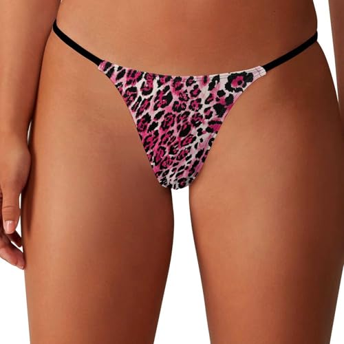 peiyeety Tanga para Mujer, Bragas de Hilo G, Ropa Interior de Piel de Leopardo Salvaje, Bikini de Tiro bajo