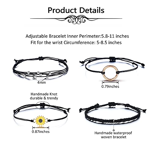 Top Plaza 4 Pcs Summer Surfer Wave Anklet Bracelets for Women Adjustable Strand Braided String Rope Bracelets Sunflower Friendship Bracelets Ocean Beach Jewelry for Women Teen Girls - Image 7