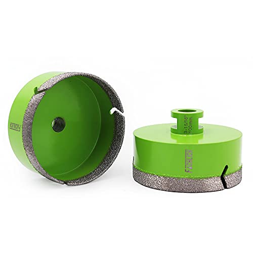 Image of Diamond Core Drill Bit,2pcs Diameter 4 inch 100mm Thread 5 /8-11,Vacuum Brazed Dry Wet Hole Saw for Porcelain Tile,Granite,Marble,Concrete,Masonry,Brick