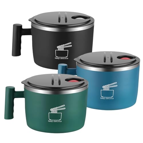 Protección térmica a prueba de fugas, recipientes para almuerzo de sopa, cuenco redondo portátil de 1000 ml, tapa de 15,5 cm de ancho, altura compacta de 8,5 cm, núcleo de grado de acero inoxidable