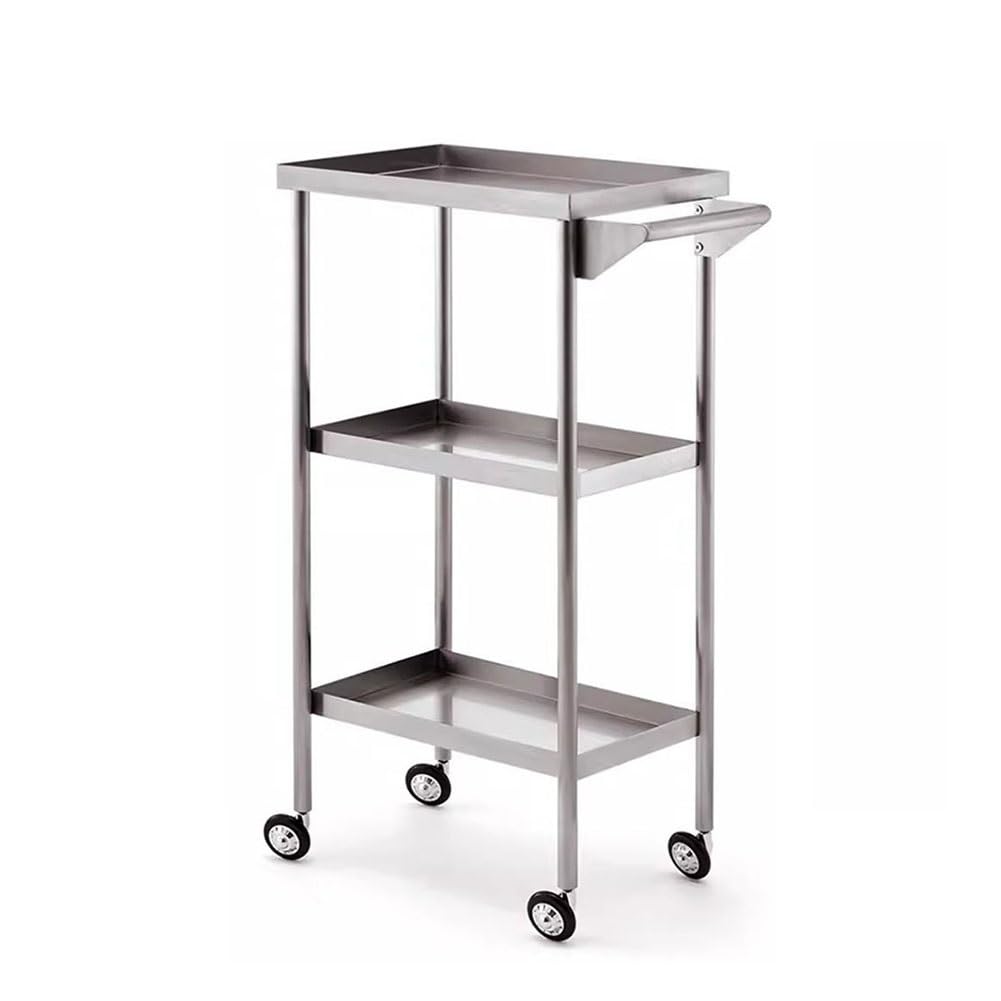 JKJZSALJ Metal Rolling Beauty Salon Styling Trolley Salon Trolley Stylist Cart Barber Station Hair Styling Cabinet For Stylist Equipment,Salon Stations Hair Stylist,Beauty Cart,Silver,44x32x86cm