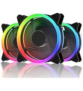 upHere 120mm RGB LED Ventilateur pour Boîtiers PC Ultra Calme avec Télécommande- 3 Pack(RGB123-3)