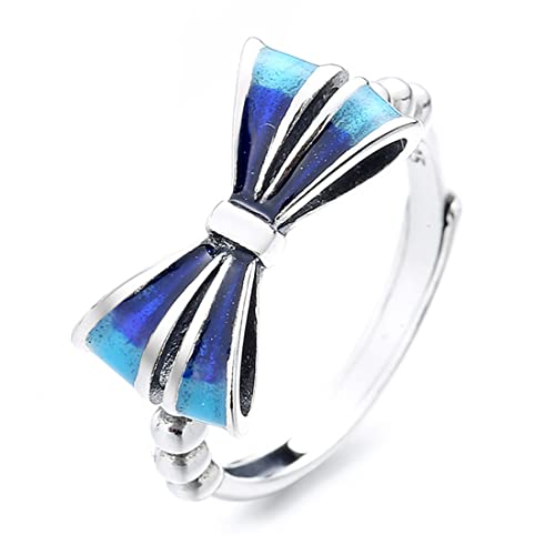 Bague ajustable argent sterling nœud bleu, le bijou idéal au quotidien