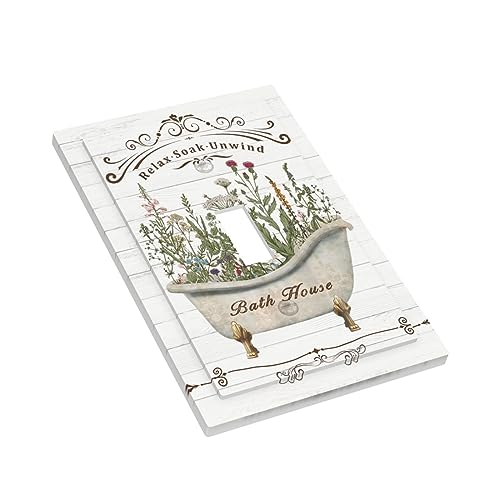 Yamxbfa YAMXBFA230805 Rustic Farmhouse Wooden Board Botanical Flower Single Toggle Light Switch Plates Cover Decorative 1 Gang Wall Plate Electrica Faceplate thumb #2