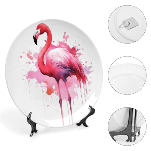 Plato decorativo de porcelana fina estilo chino Flamingo 6 pulg miniatura 4