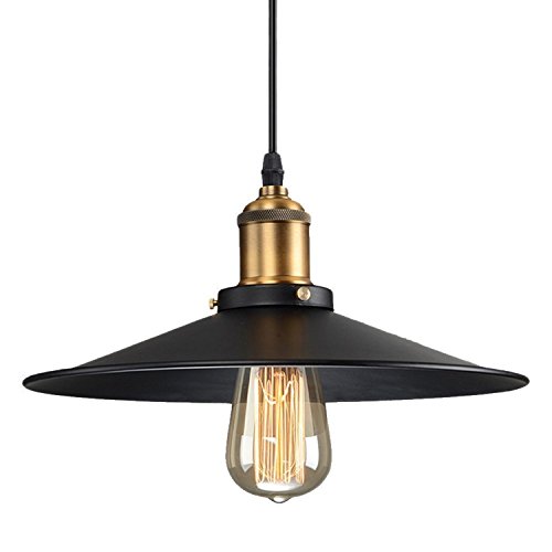 Preisvergleich Produktbild Asvert Pendelleuchte Industrielle Lackiertem Eisen Regenschirm Loft Hängeleuchte Land Art Lampe 21cm E27 Leuchtmittel Schwarz für Wohnzimmer Esszimmer Restaurant Keller Untergeschoss usw.