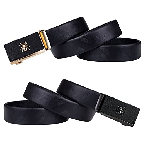 Gift Box Set Leather Belt for Men Automatic Slide Ratchet Buckle Cowhide Removable Waist Belts Gift Formal Wedding (Color : A Size : 110cm) (A 120)2