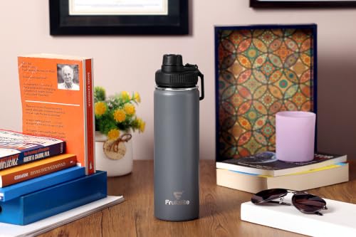 Image of Fruitalite Insulated Water Bottle- 700ml with Screw /Spout Lid, Leak-Proof Stainless Steel Double-Wall Vacuum Thermosteel Travel Thermo Flask | Stays Hot 12 Hours /Cold 24 Hours- Smokey Grey
