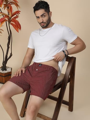 Image of Urban Scottish Men's Pack of 2 Cotton Printed Boxers with Side Pockets