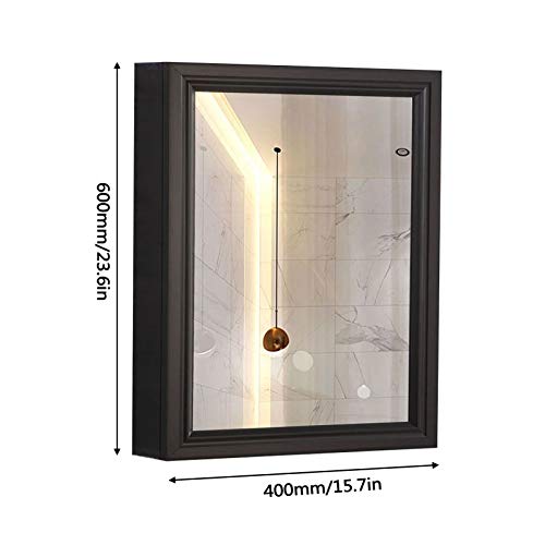 Armario de pared con espejo de baño moderno de 1 puerta con 2 estantes, almacenamiento de medicamentos blanco para baño y sala de estar, 50 x 69,8 cm