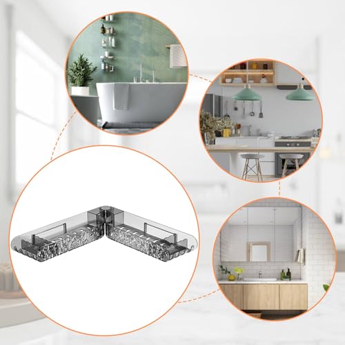 Étagère d'angle de salle de bain avec organiseur adhésif réutilisable multi-usage