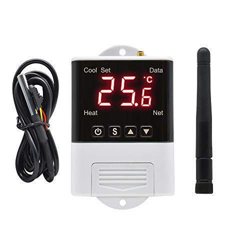 Preisvergleich Produktbild diymore DST2201 Digitaler WiFi-Temperaturregler, Thermostat, AC 110220 V, kabellose Temperaturkalibrierung, Heizung, Kühlung mit DS18B20 Sensorsonde