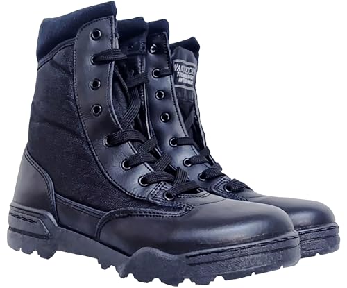Tomaia in vera pelle e tela traspirante: Gli anfibi militari Vantech sono realizzati con materiali di alta qualità, combinando pelle resistente e tela traspirante per garantire comfort e durata.