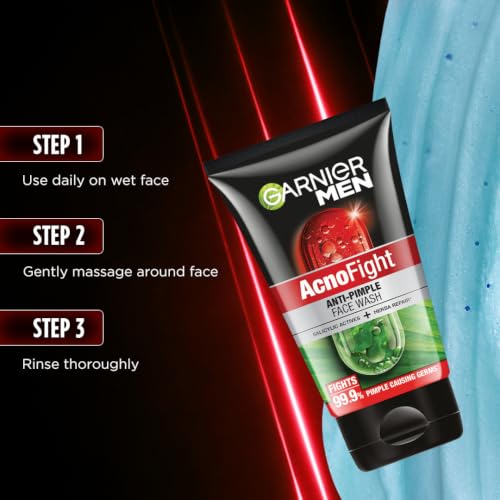 Image of Garnier Men, Anti-Pimple Face Wash, Repairs Skin & Balances Oils, AcnoFight, 155 g (Pack of 2)