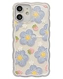 GUSDBSW 2023 Newest Cute iPhone 12 Case for Women Girly, Fashion Wave Grip Design & Aesthetic Floral