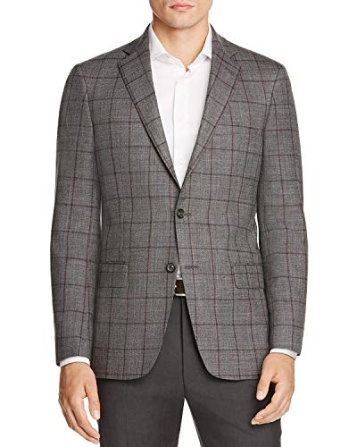 Hart Schaffner Marx Mens New York Worsted Wool Plaid Sportcoat 42 Long Grey