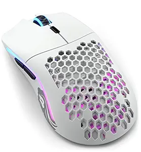 Glorious Gaming Mouse - Model O Minus RGB Wireless Mouse - 65 g Lightweight Honeycomb Mouse (Matte White Mouse)