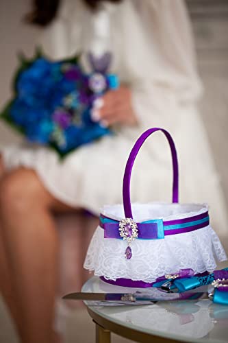 Purple And Turquoise Set Weddings Personalized Guests Book Wedding (Whole Set Of 17 Pcs) #TOP4