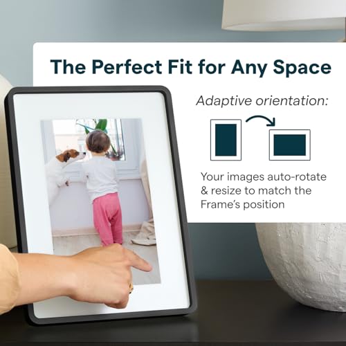 Image of Skylight Digital Picture Frame 2 - 10 inch Full HD Wi-Fi Touch Screen, 16GB Digital Photo Frame, Load Photos & Videos Directly from Phone, Anti-Glare - Personalized Gifting, Charcoal Metal Shadow Box