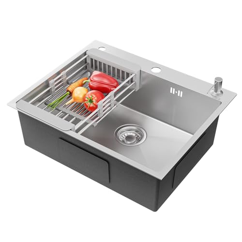 CECIPA 60x49 cm Lavello Cucina 1 Vasca in Acciaio Inox,