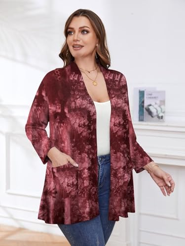 Image of BELAROI Plus Size Lightweight Cardigan Sweaters for Women Casual Open Front 3 /4 Sleeve Cover Up