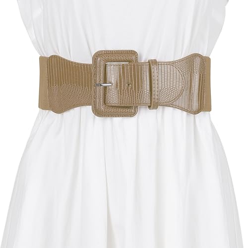 Allegra K Elastic Waist Belts for Women Wide Belts Rectangular Chunky Buckle4