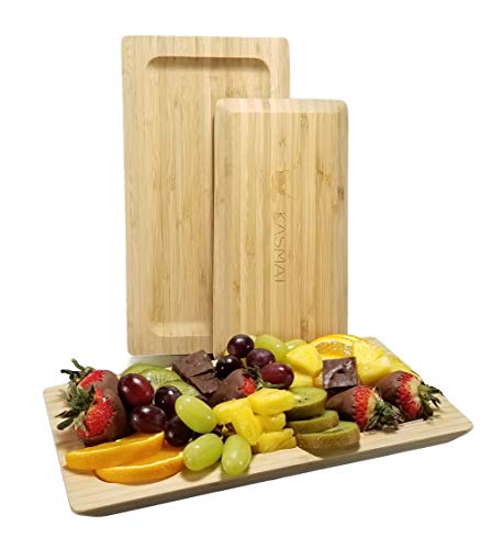 Bamboo Platter | Set of 2 Bamboo Serving Platters – Large & Small